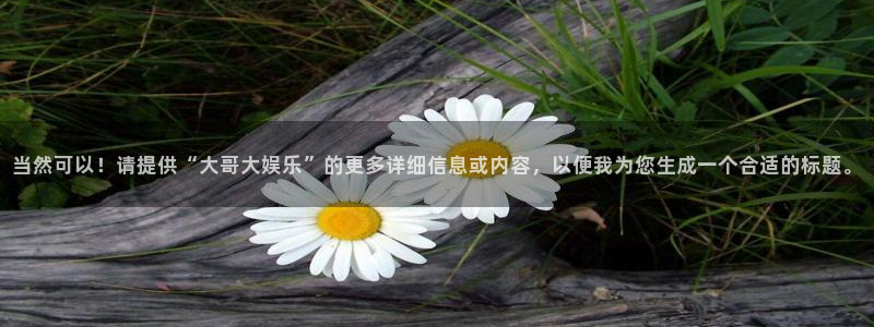 当然可以！请提供“大哥大娱乐”的更多详细信息或内容，以便我为您生成一个合适的标题。